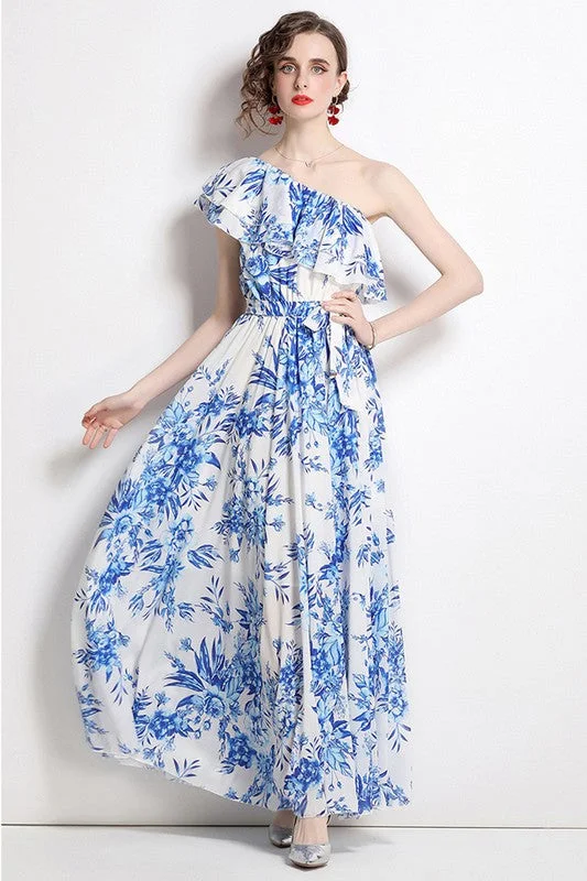 Clearance Event SEXY MAXI DRESS BLUE FLORAL