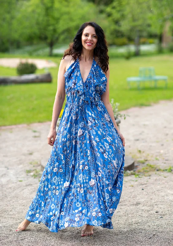 Flash Sale Bianca Mix Flowers Blue Dress