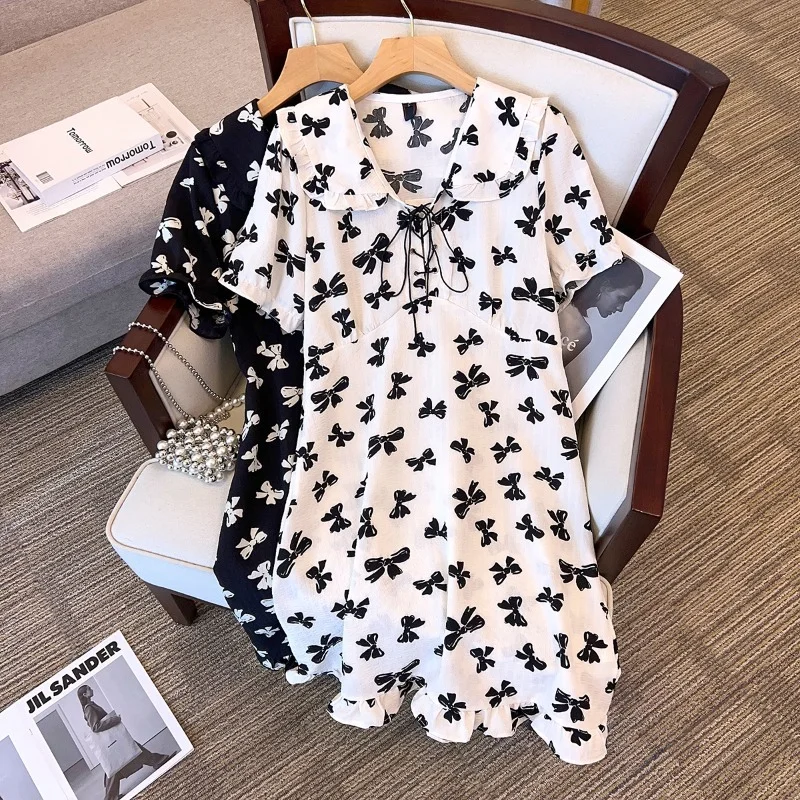Deal Mania Plus Size Korean Ribbon Lace Up Shift Dress