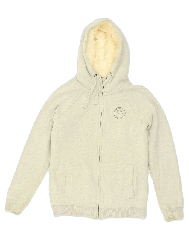 Huge Savings JACK WILLS Womens Sherpa Zip Hoodie Sweater UK 8 Small  Grey Cotton