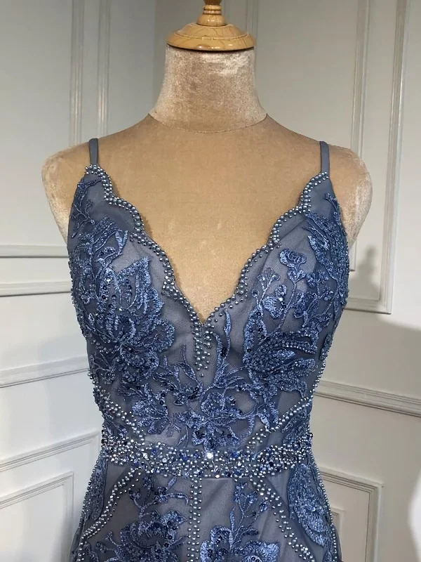 Exclusive Deal Delicate Shining V Neck Mermaid Prom Dresses With Beaded Appliques