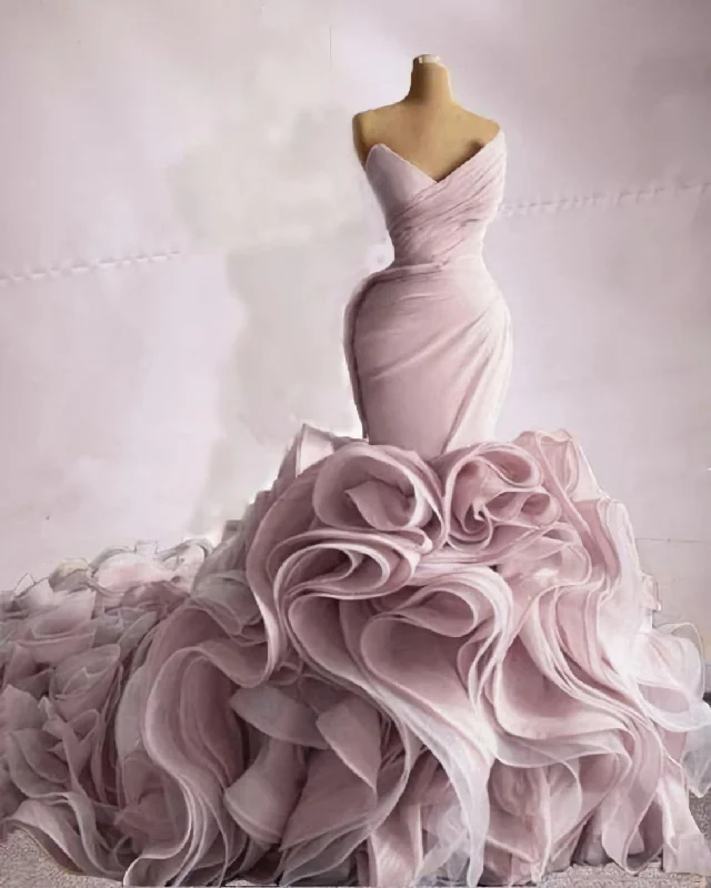 Weekend Special Organza Mermaid Wedding Dress, Prom Evening Gown