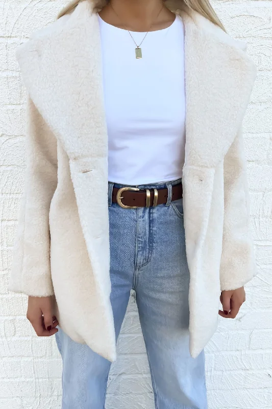 Don't Wait Jessie Teddy Coat Cream
