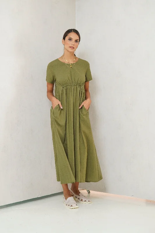 Act Fast Gianna Nursing Dress  (Burnt Olive)