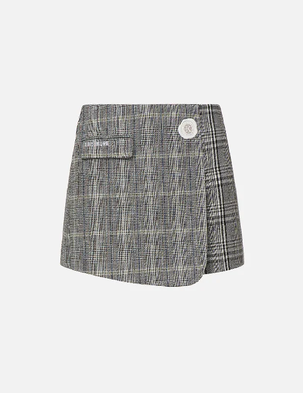 New Deals Mixed Plaid Wrap Skort