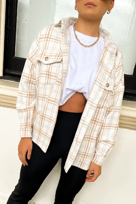 Overstock Kai Check Shirt Tan