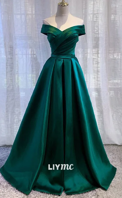 Limited Time Offer LP1896 - Simple Green Satin off Shoulder Long Prom dress, Green Formal Dress Limited Time Offer LP1896 - Simple Green Satin off Shoulder Long Prom dress, Green Formal Dress