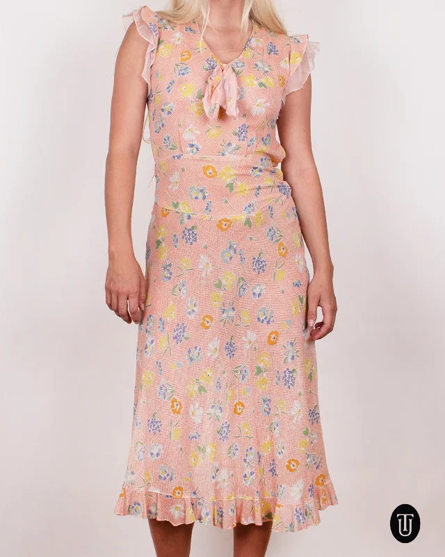 Instant Discount 1930s Floral Summer Dress XS