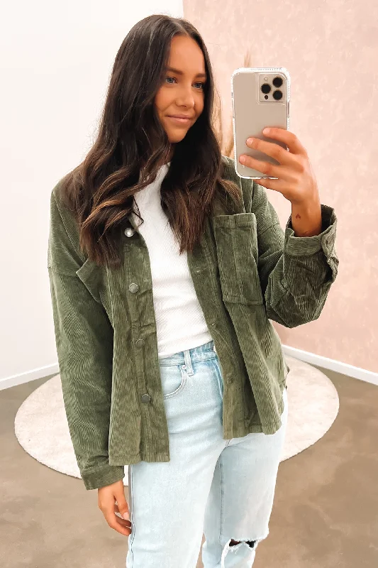 Deal Dash Charlie Cord Shacket Khaki