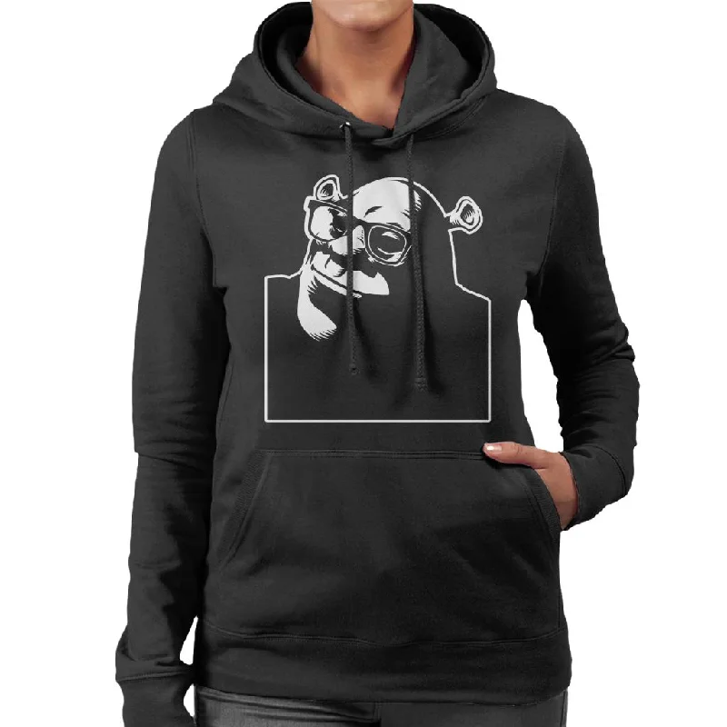 TIME-Limited Offer Shrek Wearing Glasses Silhouette Women's Hooded Sweatshirt