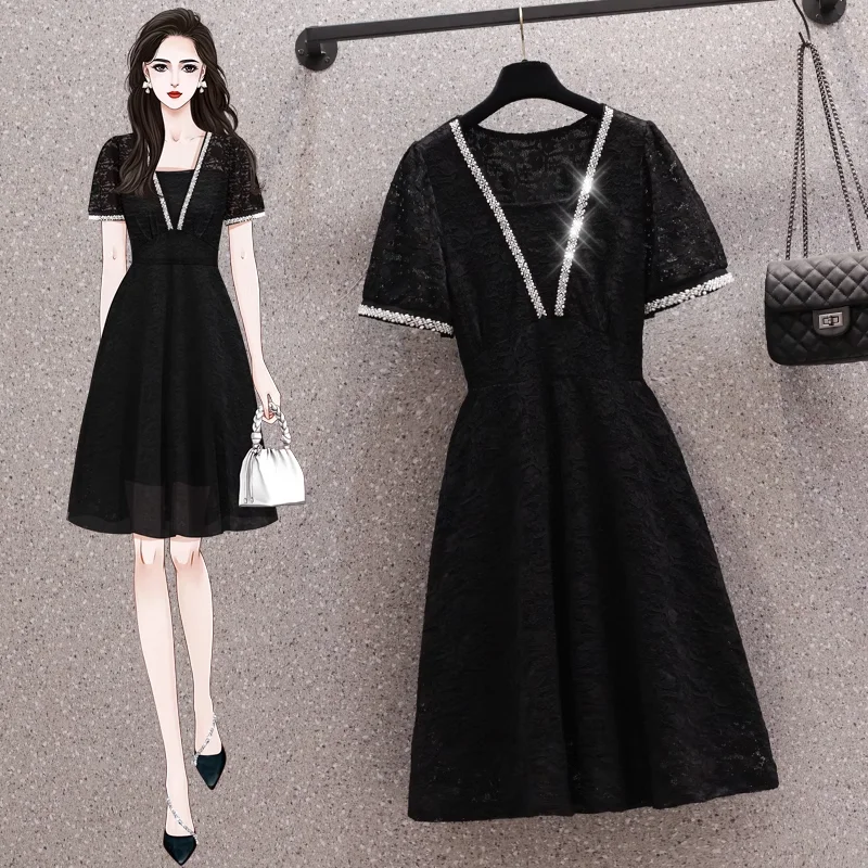 Online Only Plus Size Lace Embellished Formal Dress