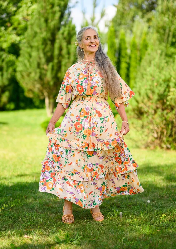 Agny Orange Flowers Dress