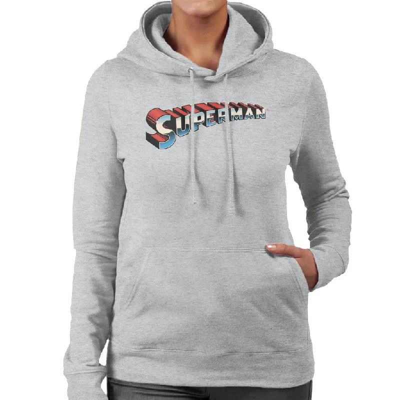 Must-Have Deals Superman 3D Text Logo Women's Hooded Sweatshirt