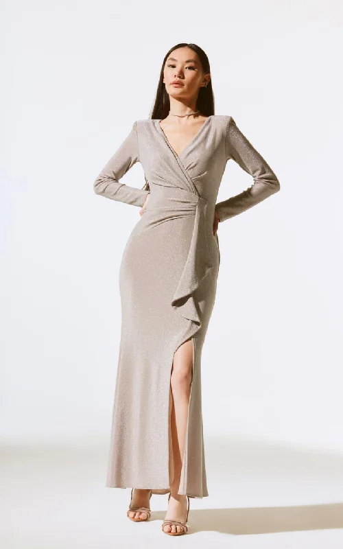 Joseph Ribkoff - Sparkle Knit Long Sleeve Wrap Gown