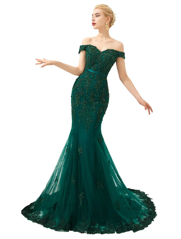 Special Discount Modern Evening Dress Luxury Handmade Beading Mermaid Off Shoulder Short Sleeve Formal Dinner Dresses With Train Special Discount Modern Evening Dress Luxury Handmade Beading Mermaid Off Shoulder Short Sleeve Formal Dinner Dresses With Train