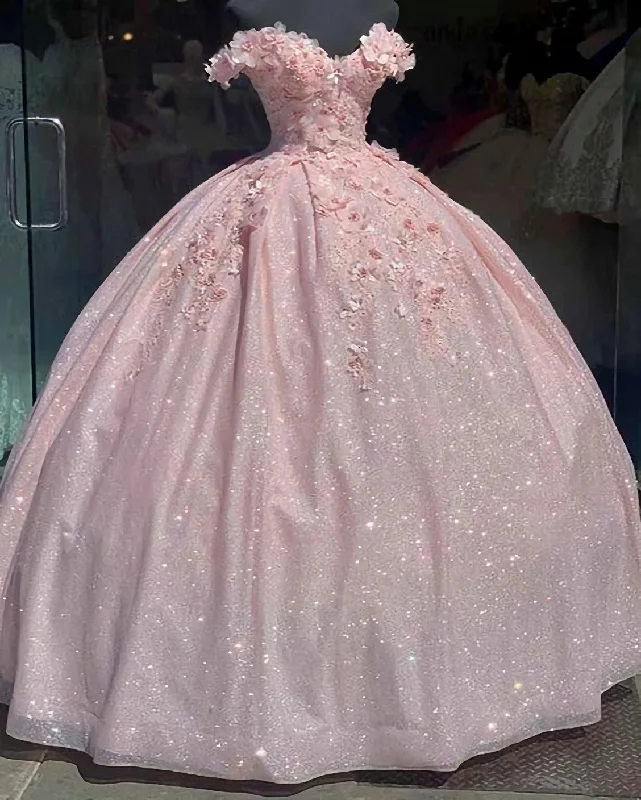 Doorbuster Deal Pink Glitter Sweetheart Prom Dress, Ball Gown