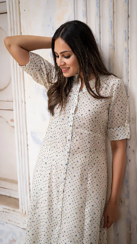 Online Specials ESHA SHIRT DRESS IN SOFT SILK - OFF WHITE