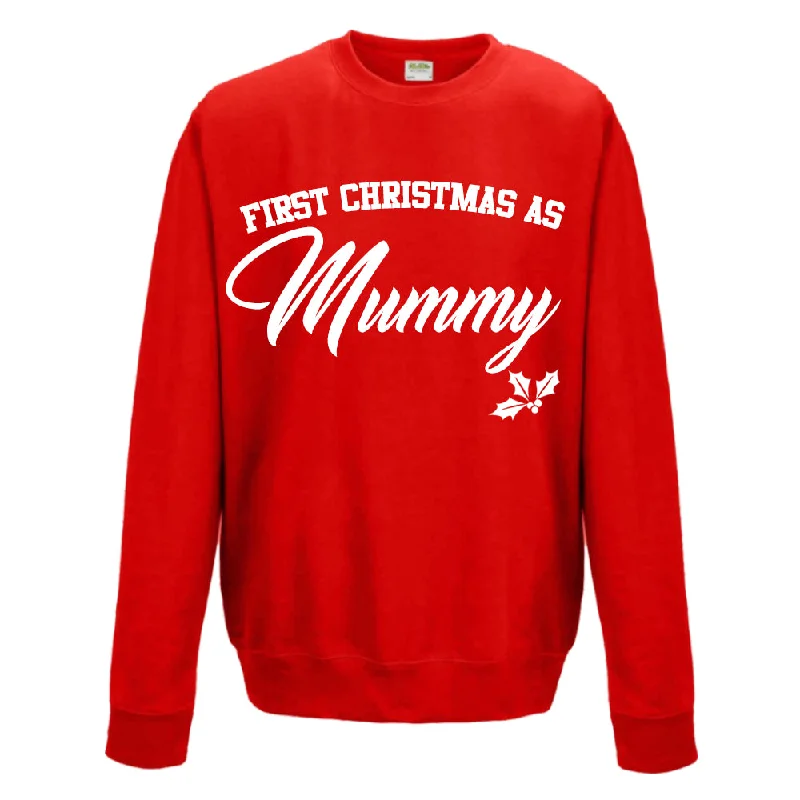 First Christmas As Mummy Classic Script Red Sweatshirt (MRK X)