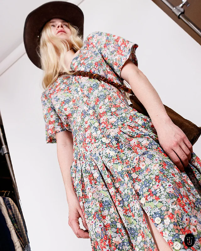 Amazing Deals 1980s Cacharel Floral Cotton Dress M