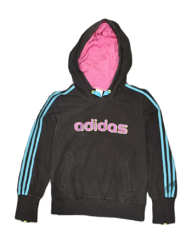Limited Stock ADIDAS Womens Graphic Hoodie Jumper UK 12 Medium  Black Cotton