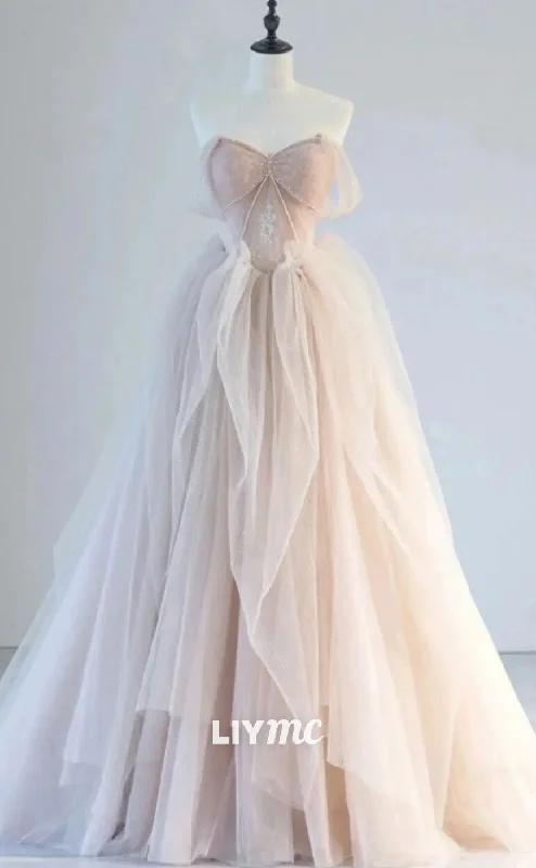 Factory Direct Sale LP1882 - Champagne Pink Off Shoulder Tulle Lace Long Prom Dress, Champagne Formal Dress Factory Direct Sale LP1882 - Champagne Pink Off Shoulder Tulle Lace Long Prom Dress, Champagne Formal Dress