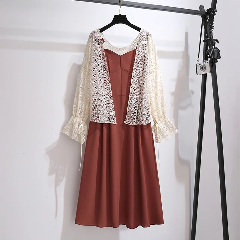 YEAR-End Sale Plus Size Vintage Pinup Dress and Lace Cardigan Set