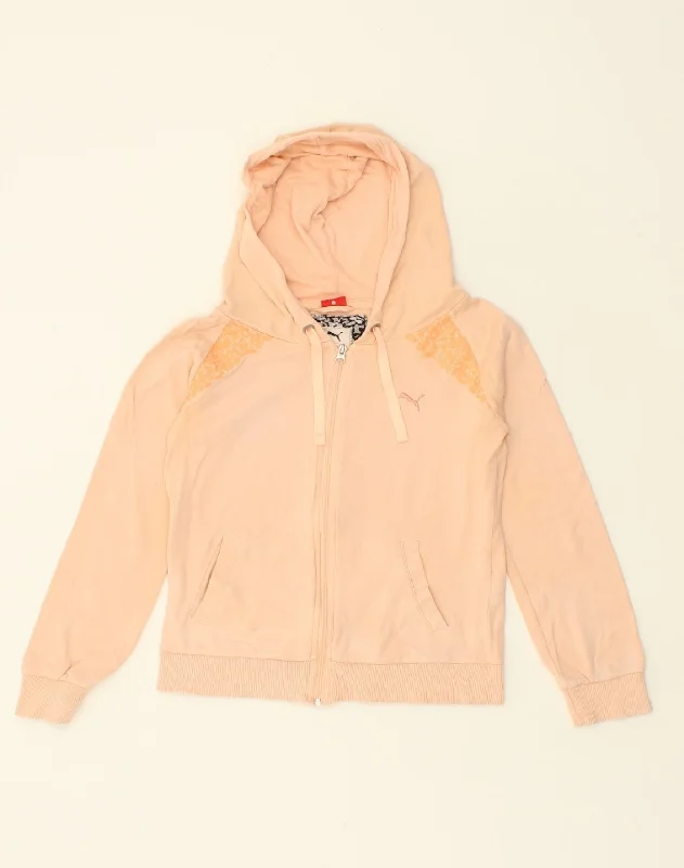 Price Drop PUMA Womens Zip Hoodie Sweater UK 8 Small Beige Polyester