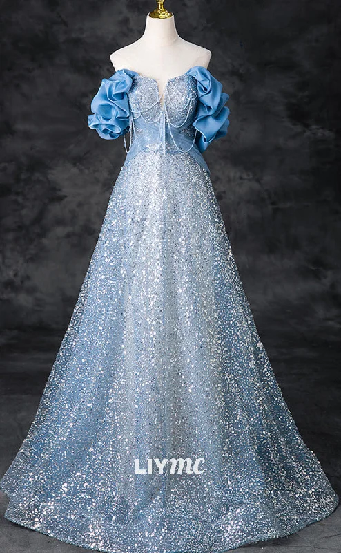 Super Sale LP1899 - A-Line Off Shoulder Sequin Beads Blue Long Prom Dress, Blue Long Evening Dress Super Sale LP1899 - A-Line Off Shoulder Sequin Beads Blue Long Prom Dress, Blue Long Evening Dress