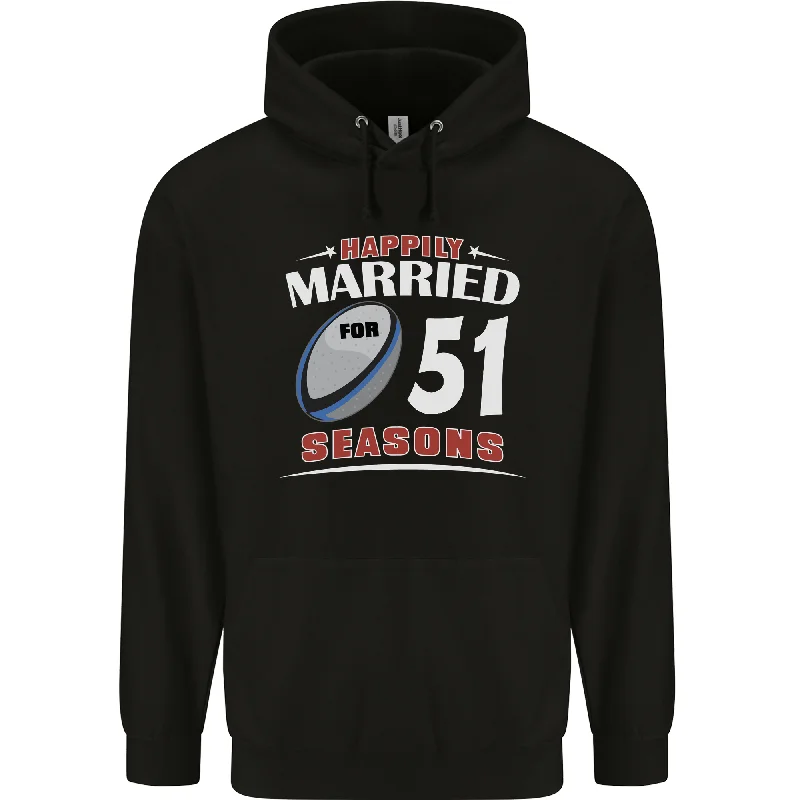 51 Year Wedding Anniversary 51st Rugby Mens 80% Cotton Hoodie