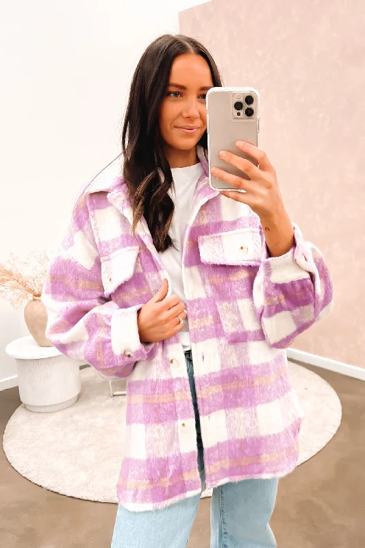 Super Sale Chelsie Shacket Lilac White