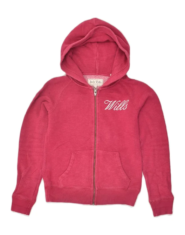 JACK WILLS Womens Zip Hoodie Sweater UK 6 XS Pink Cotton