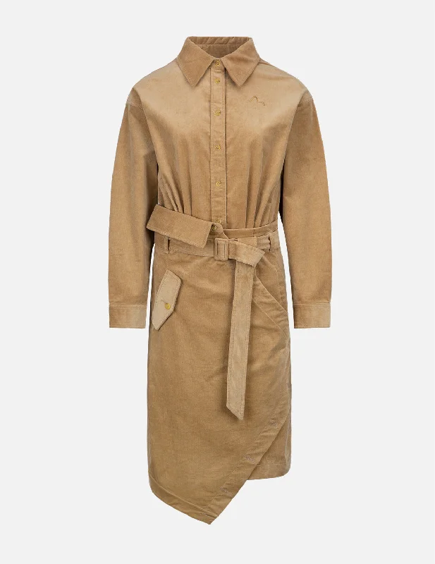 Price Reduction Logo Embroidered Corduroy Dress